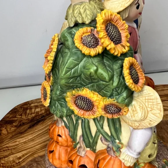 Scarecrow Family PartyLite Vintage Candle Holder Pumpkins Halloween Fall -EUC - Picture 11 of 16